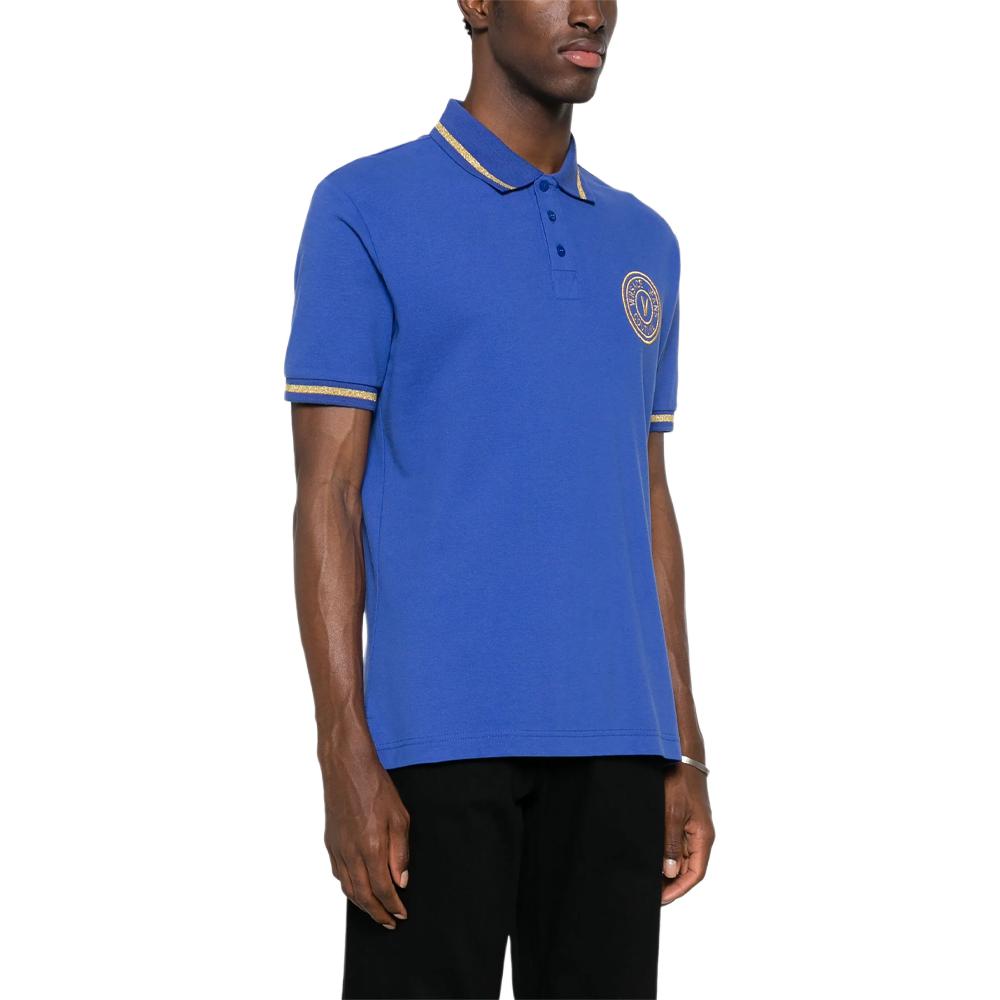 VERSACE JEANS COUTURE SS24 Polo Shirt Men's Royal Blue 76GAGT02-CJ01T-G20