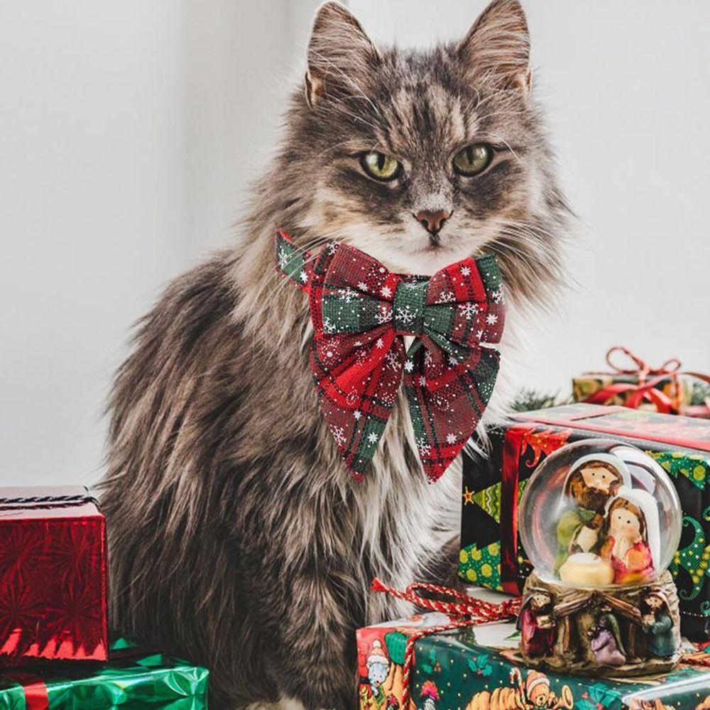 Fashion Safety Buckle Adjustable Pet Bowknot Christmas Dog Bows Cat Kitten Collar Dog Bell