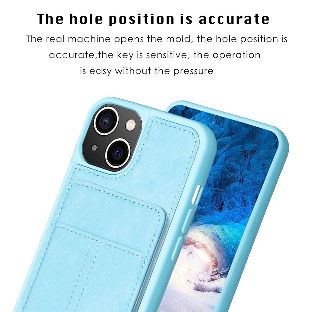 BF28 For iPhone 15 Kickstand Case Matte PU Leather Coated TPU Phone Cover with Card Holder