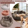 Print Shaped, Soothing Pet Bed, Made Of Plush Faux In A Donut Design, Suitable For Cats And Dogs, Machine Washable, With A Non- Bottom.