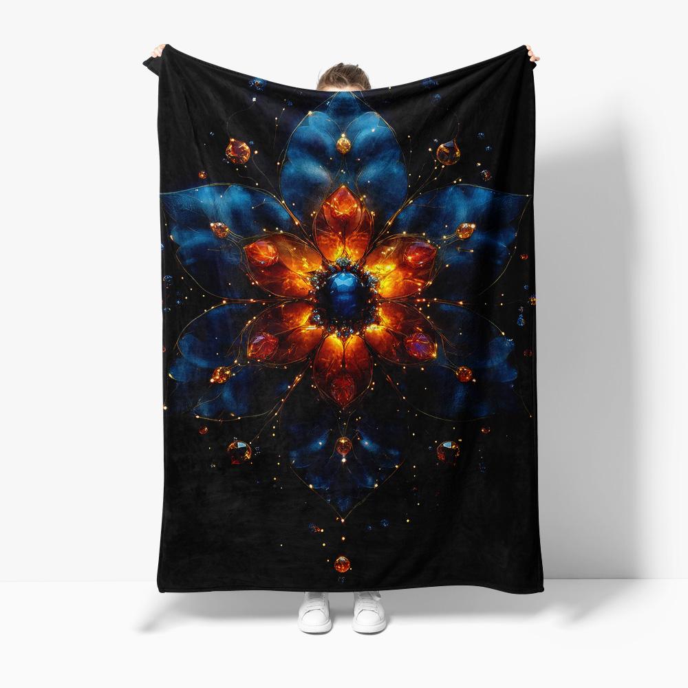 Psychedelic Galaxy Starry Night Fleece Blanket Aurora Borealis Dreamscape Space Mandala Throw Blanket for Bed Sofa 75x90cm