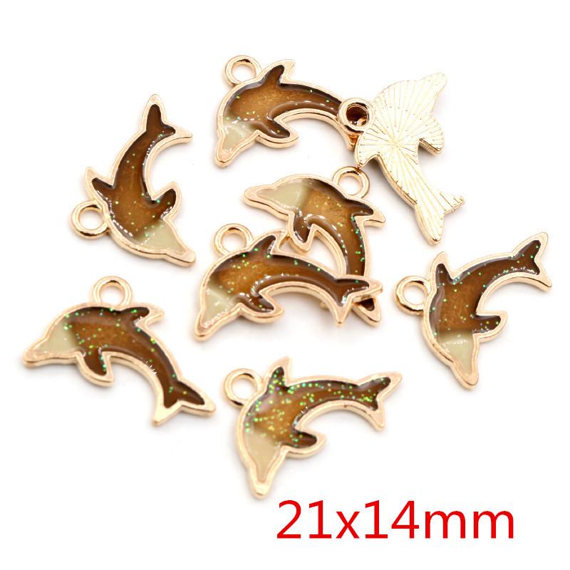 10pcs Enamel Animal Dolphin Shell Starfish Charms Pendant Cute for Earrings Necklace Bracelet Jewelry Findings Accessories