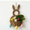 Handwoven Rabbits Ear Shape Flower Basket Natural Rattan Breathable Flower Holder for Home Decors and Storage