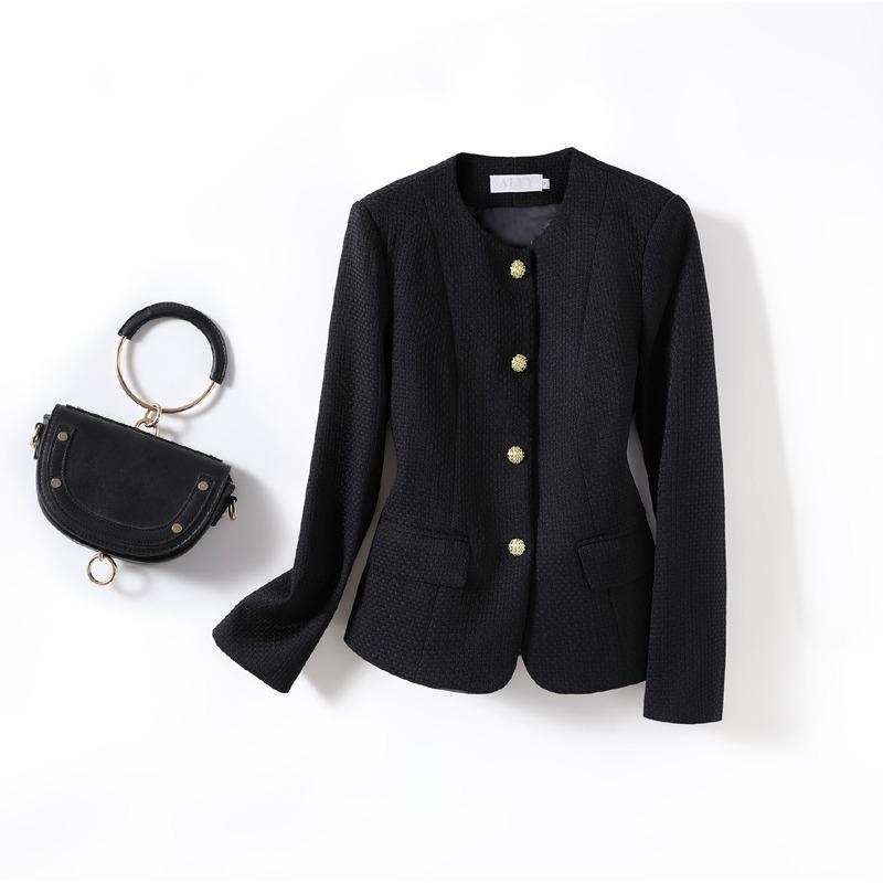 

Корея Осень и Зима Новинка Женский Кардиган с Круглым Вырезом на Одной Пуговице Маленький Аромат Короткий Темпераментный Повседневное Пальто. 3XL чёрный