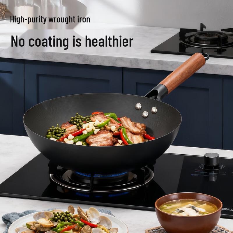 COOKER KING 32cm Cast Iron Wok with Lid