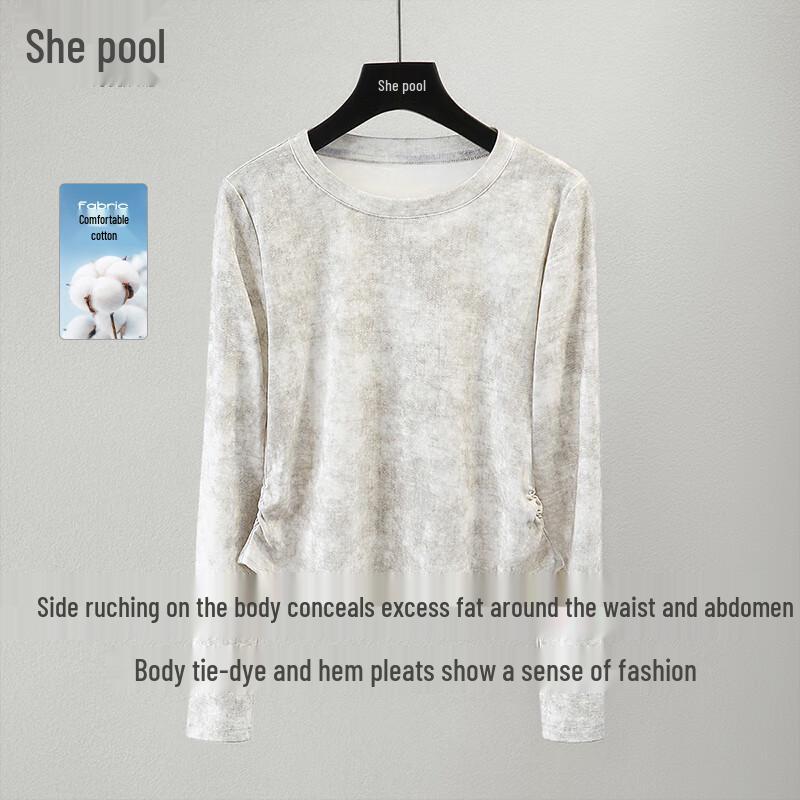 Women s Pleated Tie-Dye Long Sleeve T-Shirt L