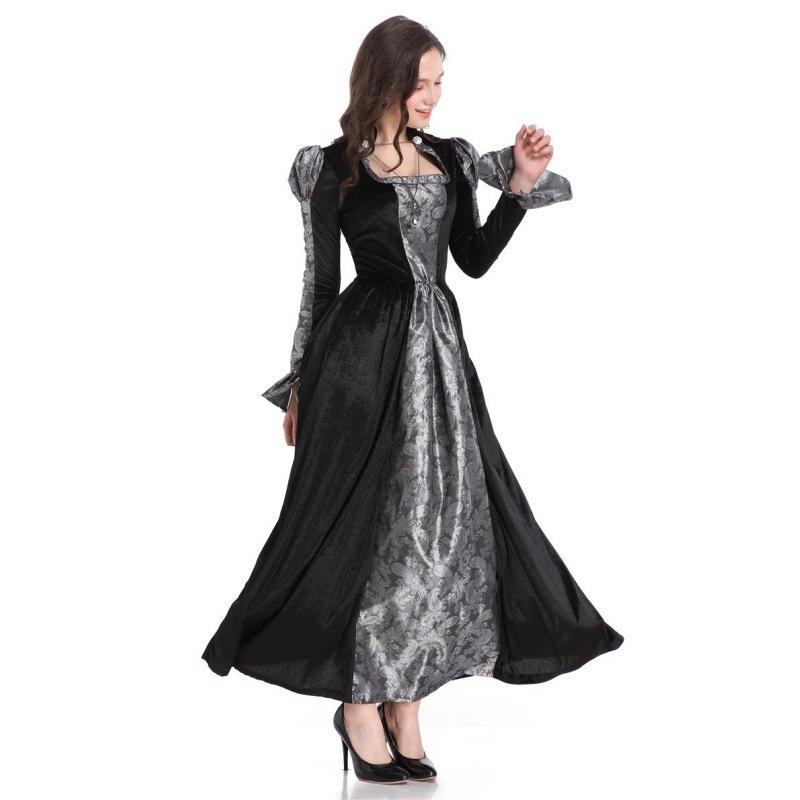 Halloween Adult Vintage Court Costume Noble Queen Vampire Dress Stage Costume