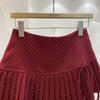 Women's High Waist Red Polka Dot Pleated A-Line Skirt - Anti-Exposure, Autumn/Winter, Short, Bow Detail, Petite Fit