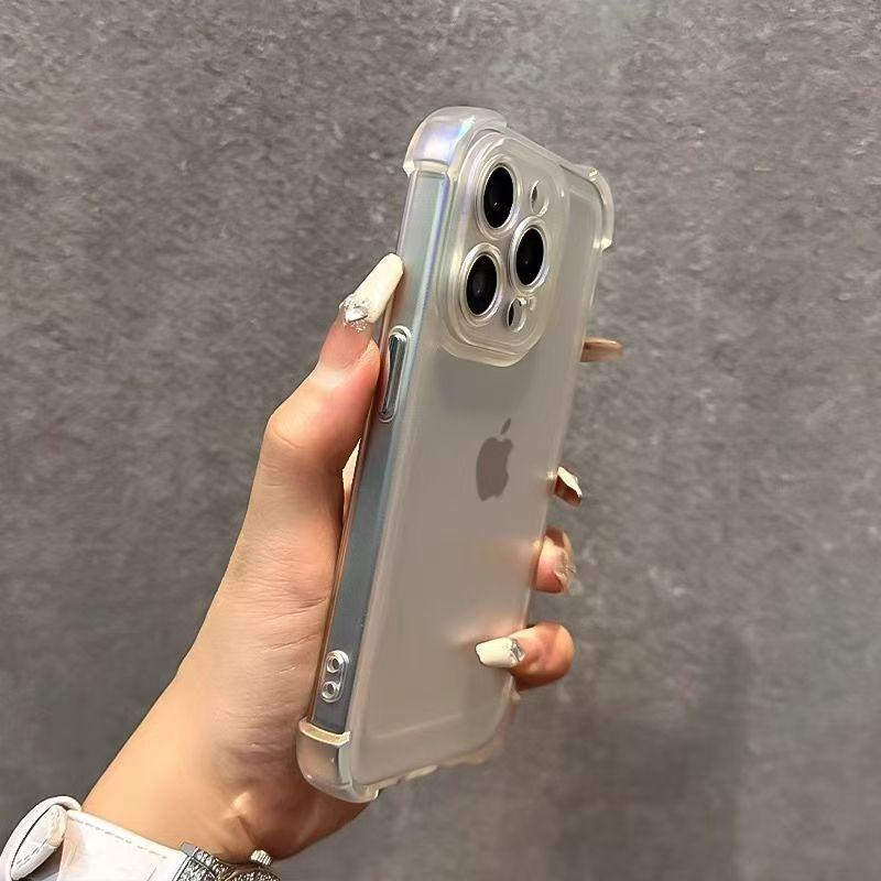For Apple 16Pro Laser Colorful Phone Case for IPhone 15 Four Corner Airbag Anti Drop 14 Matte Protective Cover