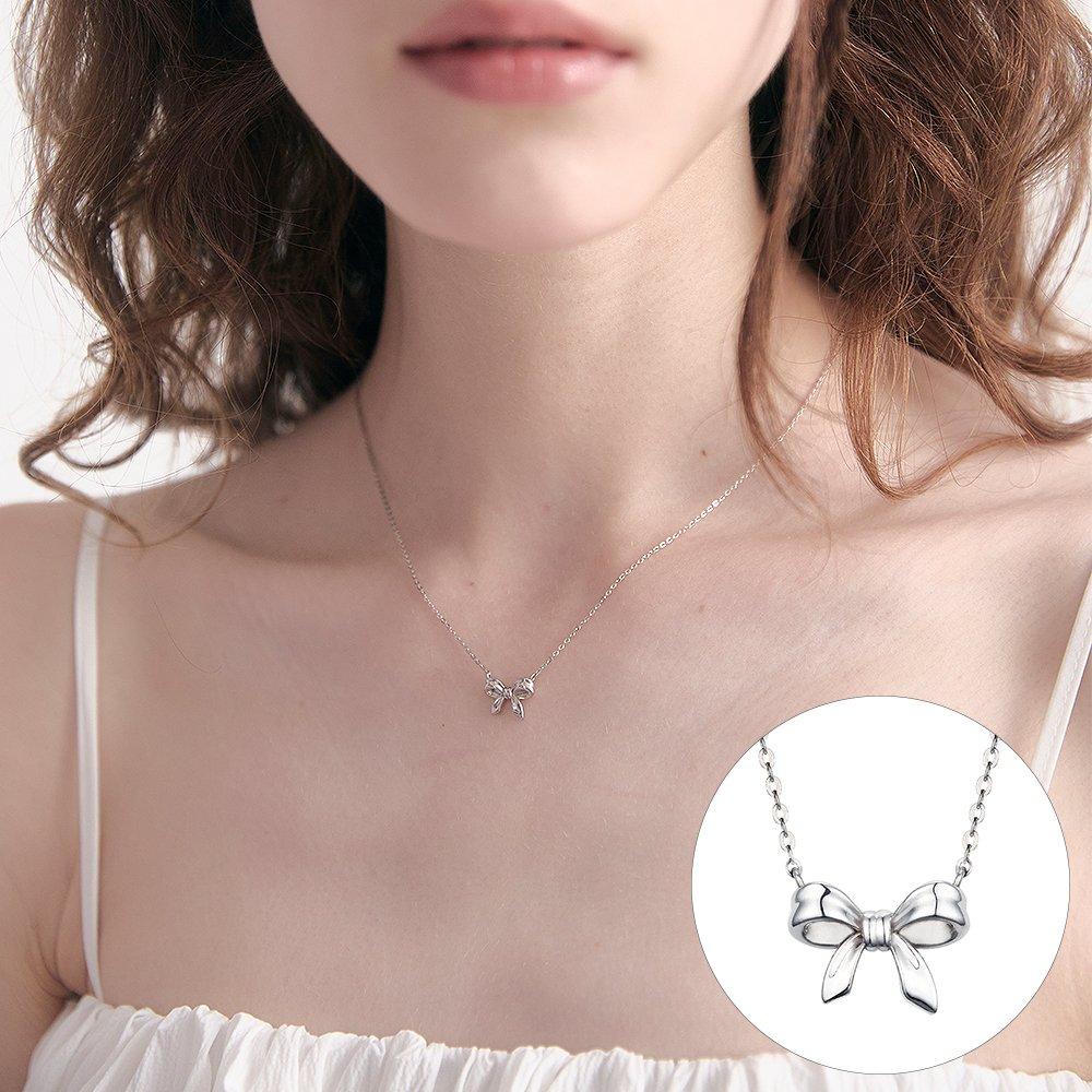 

[Rosemont] Silver Ribbon Necklace Ra24C36K