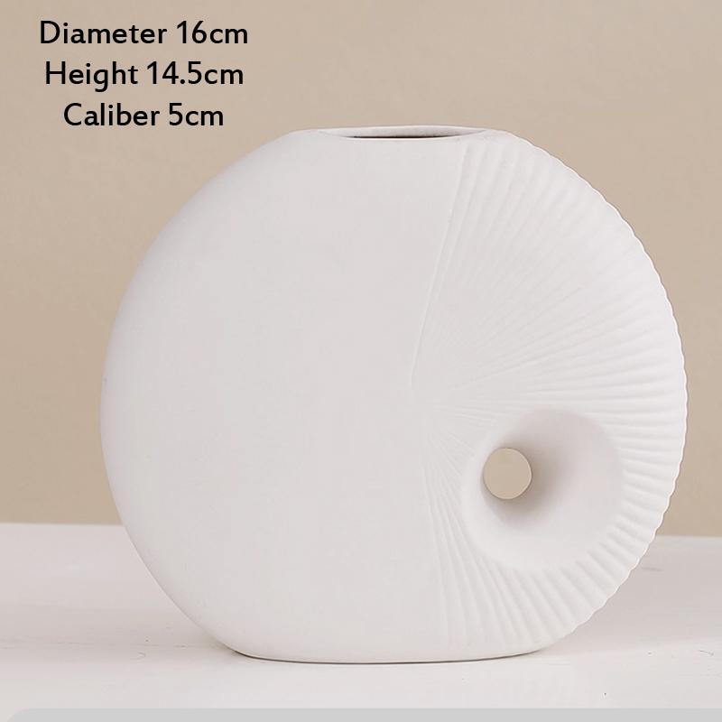 

Chinese style Ceramic Circular Thread Shaped Vases, Home Dining Table, Living Room, Bedroom, Office Decoration, Flower Ware, 1Pc