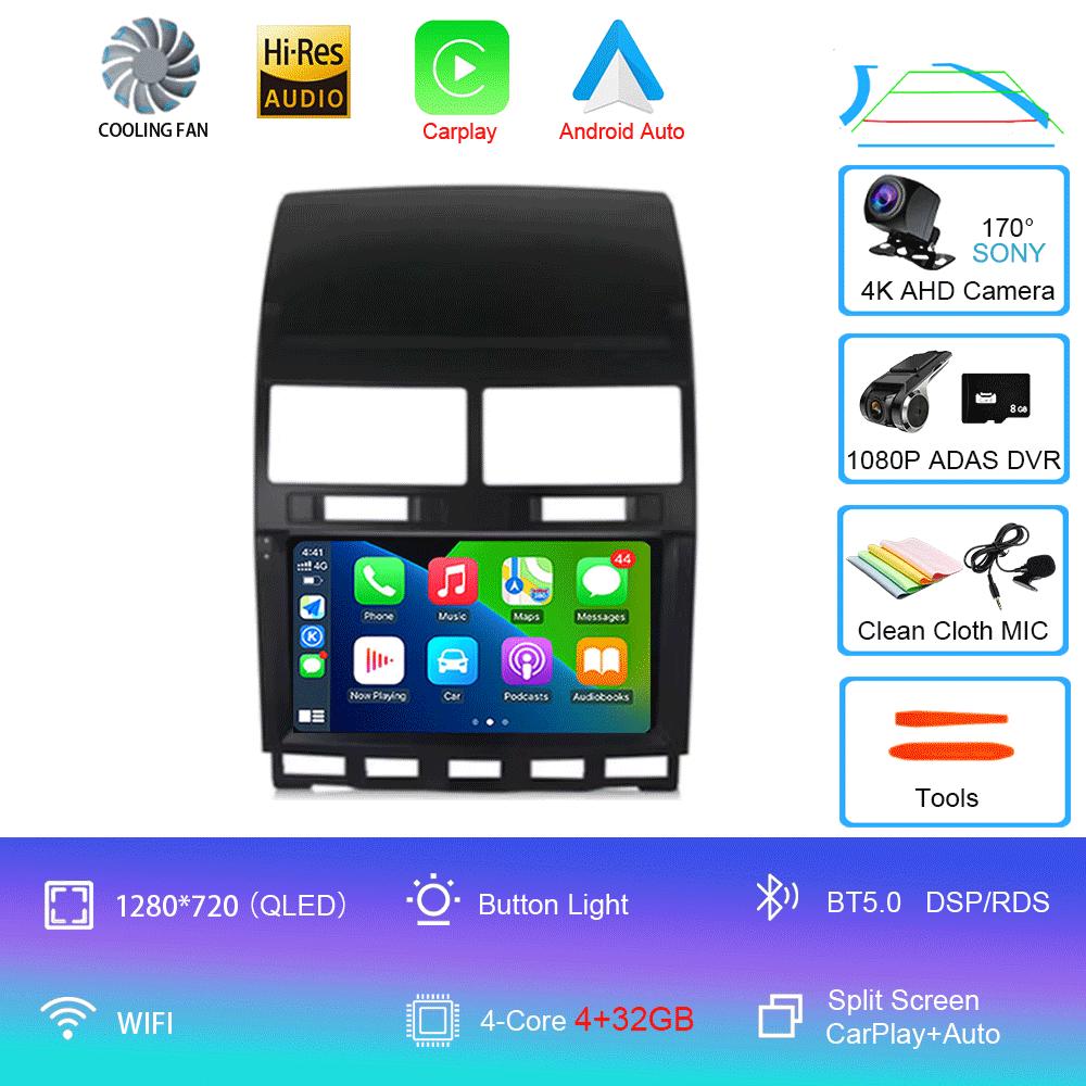 Car Radio Android 14 Carplay Auto For Volkswagen Touareg GP 2002 - 2010 Navigation GPS Multimedia Player Stereo Video wifi+4G BT