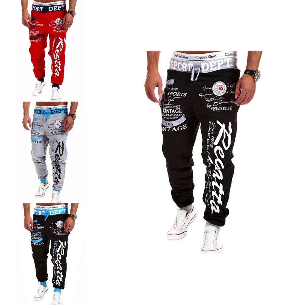 Classic Men's Letter Sport Sweat Pants Jogging Jogger Trousers Tracksuit Bottoms With Stylish Drop Crotch Design