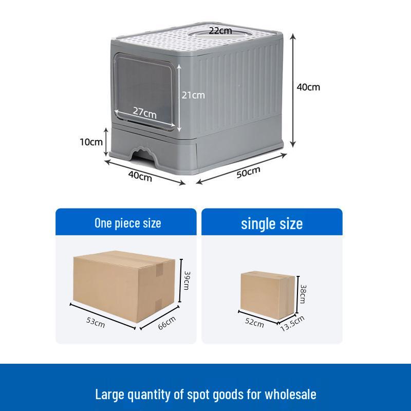 Enclosed Litter Box with Deodorizing, Anti-Splash Folding Drawer Design