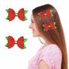 European and American Style Double-Layer Glitter Christmas Bow Hair Clip in Red and Green