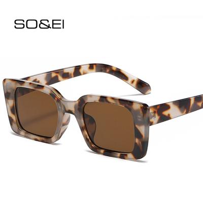 SO&EI Ins Beliebte Mode Kleine Rechteck Sonnenbrille Frauen Retro Leopard Shades UV400 Männer Trend Quadrat Sonnenbrille