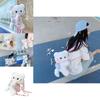 Cute Scarf White Cat Plush Doll Cartoon Shoulder Bag With Detachable Strap For Daily Use