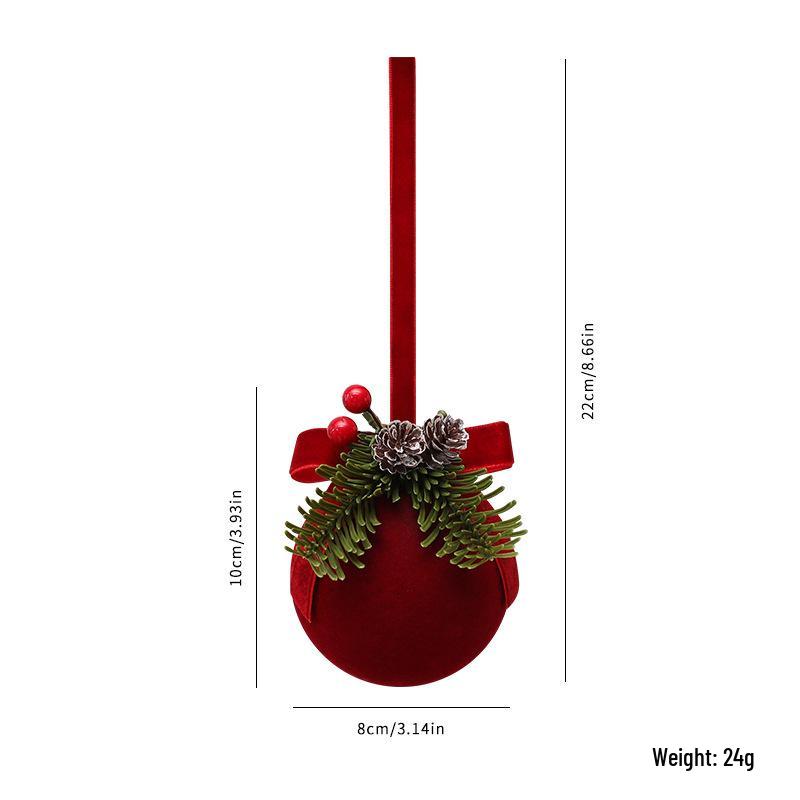 Nordic Flocked Christmas Bell Ornament - Festive Window Hanging Decor