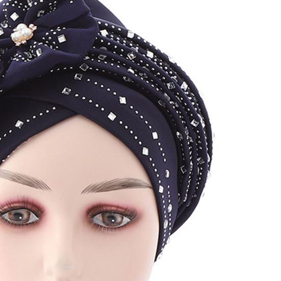 Shiny Lady African Headtie Skin-friendly Rhinestone Knot African Headwrap for Daily Life