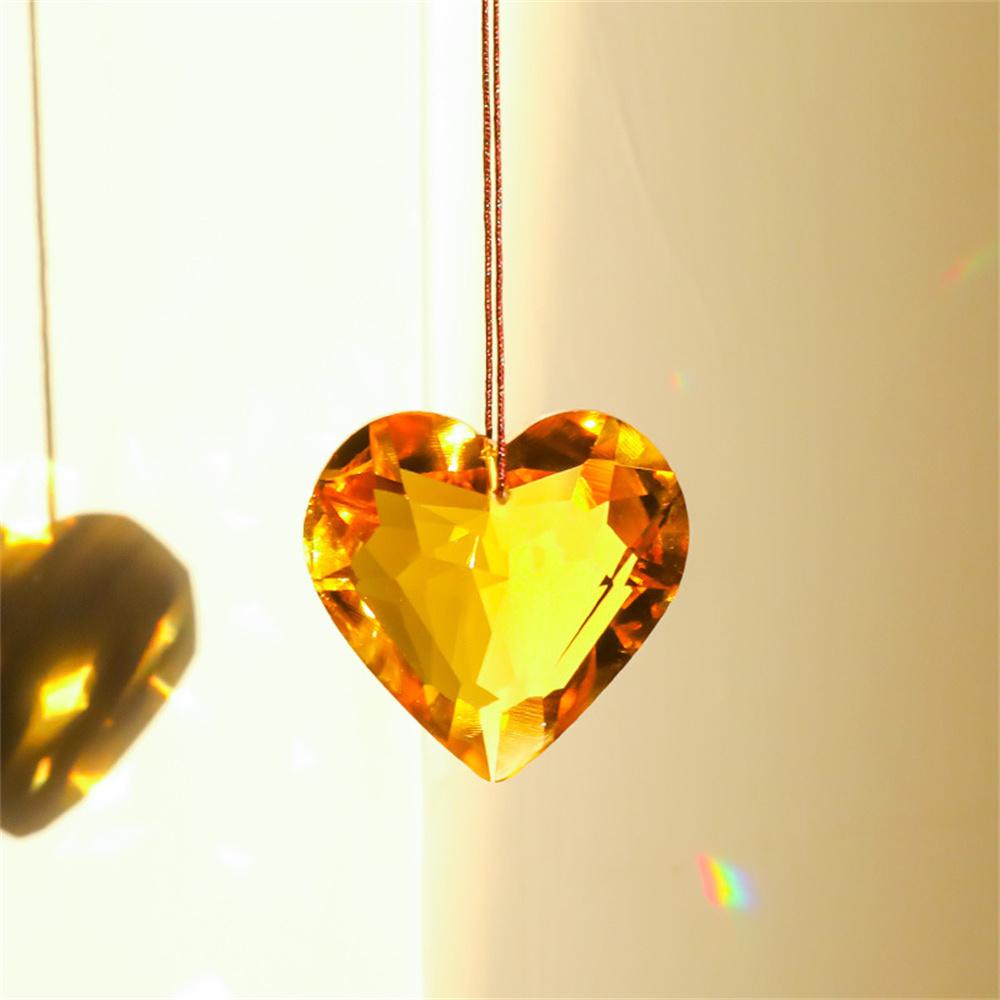 Hanging Heart Suncatcher Transparent Prism Pendant Crafts Ornamental For Home Decoration Window Display Garden Accessory