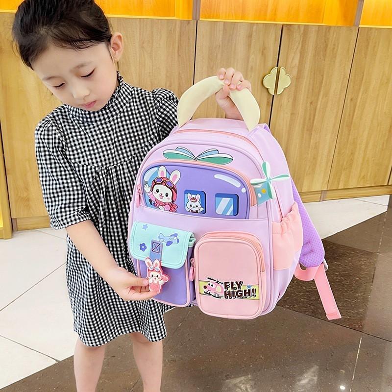 Kids Backpack Preschool Kindergarten Lightweight Dual-Shoulder Bag With Air-Padded Straps Breathable Nylon Cute Cartoon