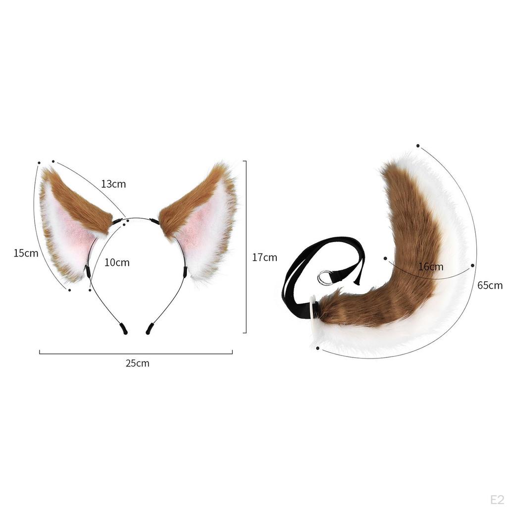 Ears And Tail Set Cosplay Accessories Plush Hair Clip Headwear for Fancy Party