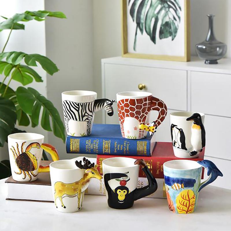 Giraffe Affe Zebra Keramik Wasserbecher 3D Niedliches Tier Kaffeetasse Büro Paar Becher Nachmittagstee Frühstück Milch Geschenk Heimdekor
