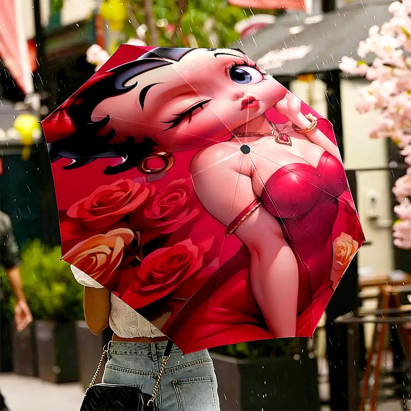 Betty Boop Print Umbrella Automatic Opening/ Closing - Portable Foldable Design - Daily use for Travel/Outdoor - Gift for Birthday