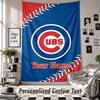 Wall Hanging Tapestry With Custom Name & Text, Chicago Cubs Decorative Tapestry For Bedroom