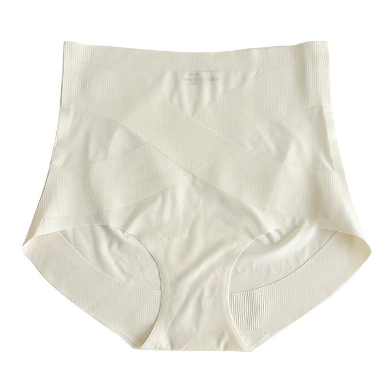 Women High Waist Seamless Tummy Control Hip Lifting Antibacterial Silk Crotch Briefs
