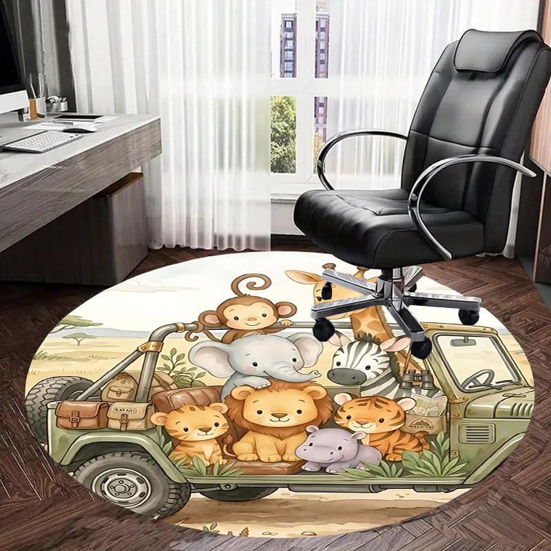 1PC Safari Jungle Non-Slip Floor Round carpet, Office, family, bedroom, Large Area Rug Indoor Rugs,  Durable Polyester-Z0428