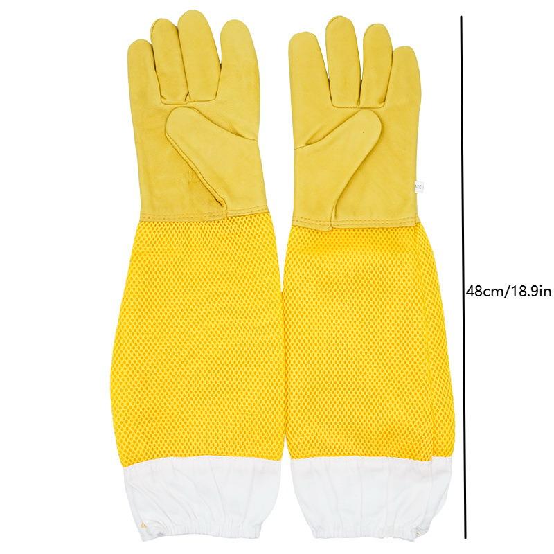 A Pair Of Protective Beekeeping Gloves Net Goatskin Bee Keeping Vented Long Protective Sleeves Beekeeping Equipment And Tools