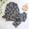 Spring and Autumn Ladies Cute Cartoon Floral Viscose Fiber Pajamas Two-piece Long-sleeved Home Service Cotton Summer Thin Shorts