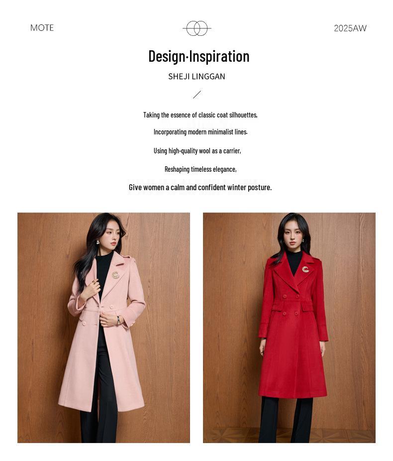 Women's High-End Double-Breasted Wool Coat: Autumn/Winter Korean Style, Mid-Length, Tall Fit, Goddess Temperament