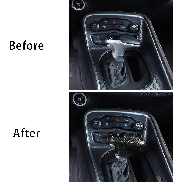 Voodonala For Challenger Charger ABS Carbon Fiber Gear Shift Shifter Knobs Cover Trim For 2015-2025+ Dodge Challenger Charger 2018-2025+ Durango