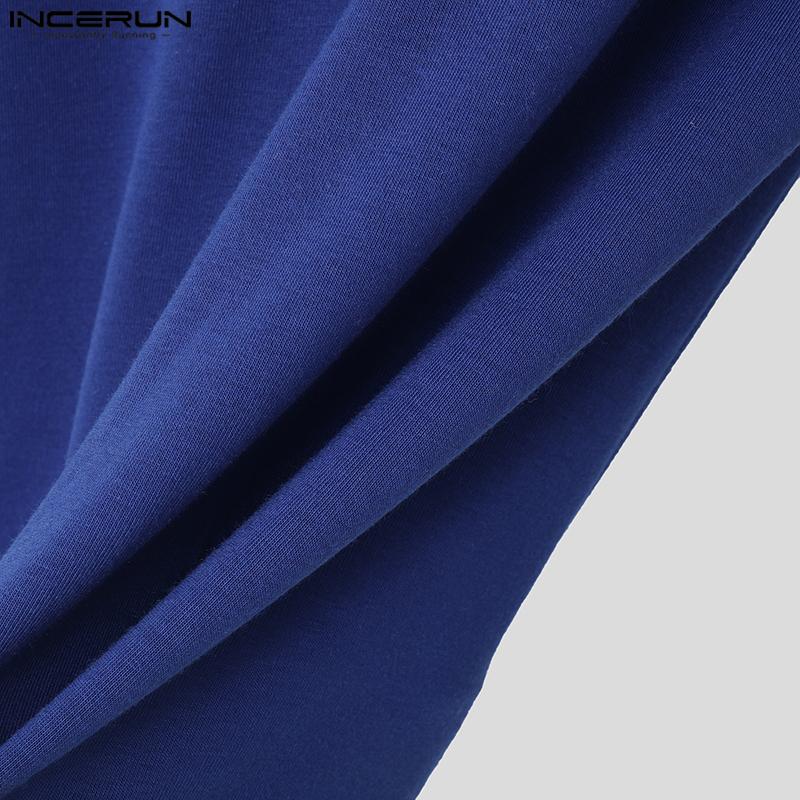 INCERUN Men Spring Long Sleeve Cutout Basics Casual Tops Undershirts