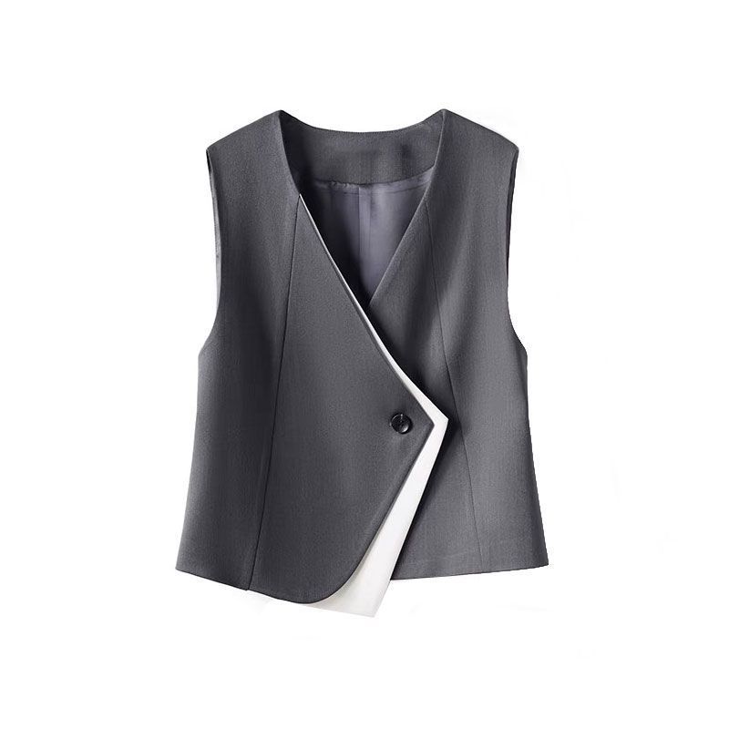 Unregelmäßige Anzugweste Damen Ärmellos Frühling Herbst Layering Büro Professionell Smart Weste