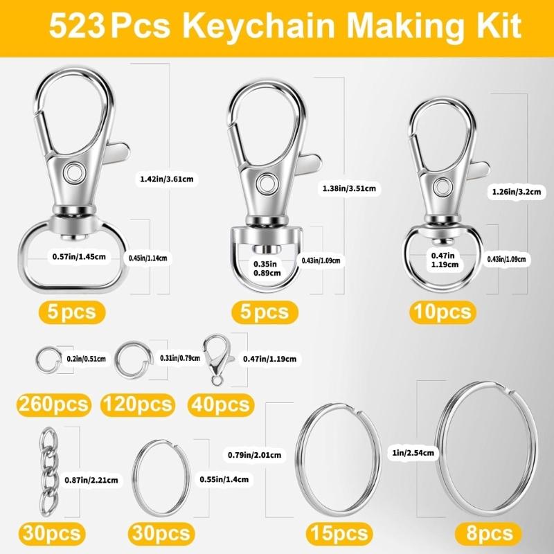 523PCS Keychain Making Kit Alloy Components for DIY Jewelry Crafts Personalized Accessories Projects
