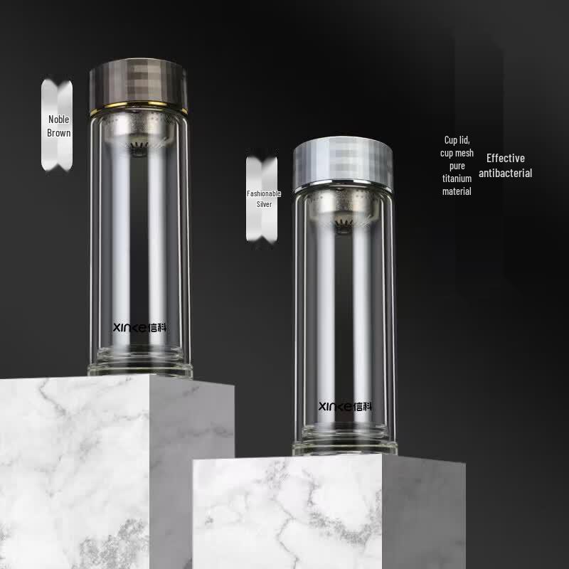 Xinke XTi-2015 Double-Layer Tea Infuser Glass Cup