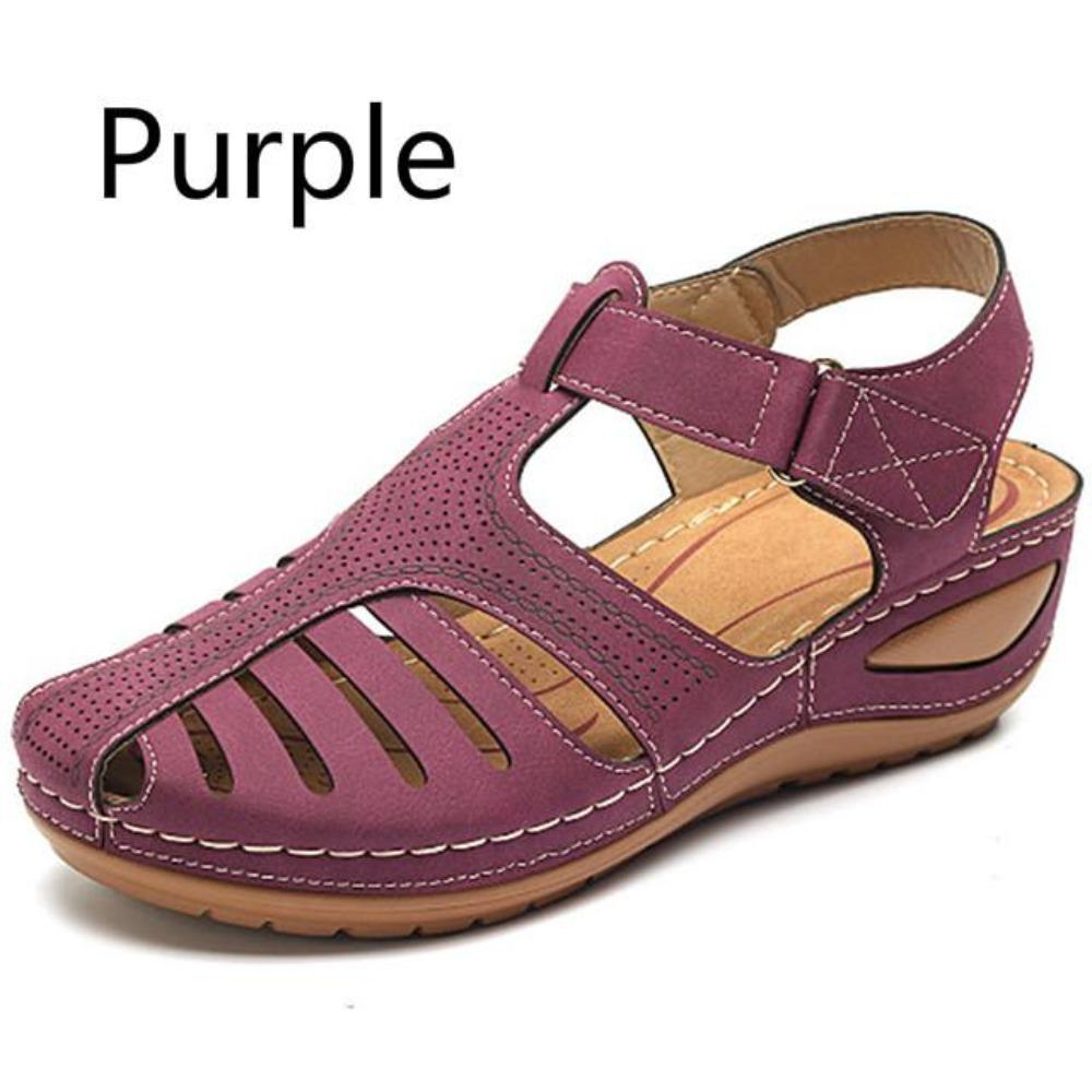 Woman Sandals Summer Vintage Wedge Sandals Casual Cutout Loophole Women Shoes Female Ladies Platform Retro Sandalias Plus Size