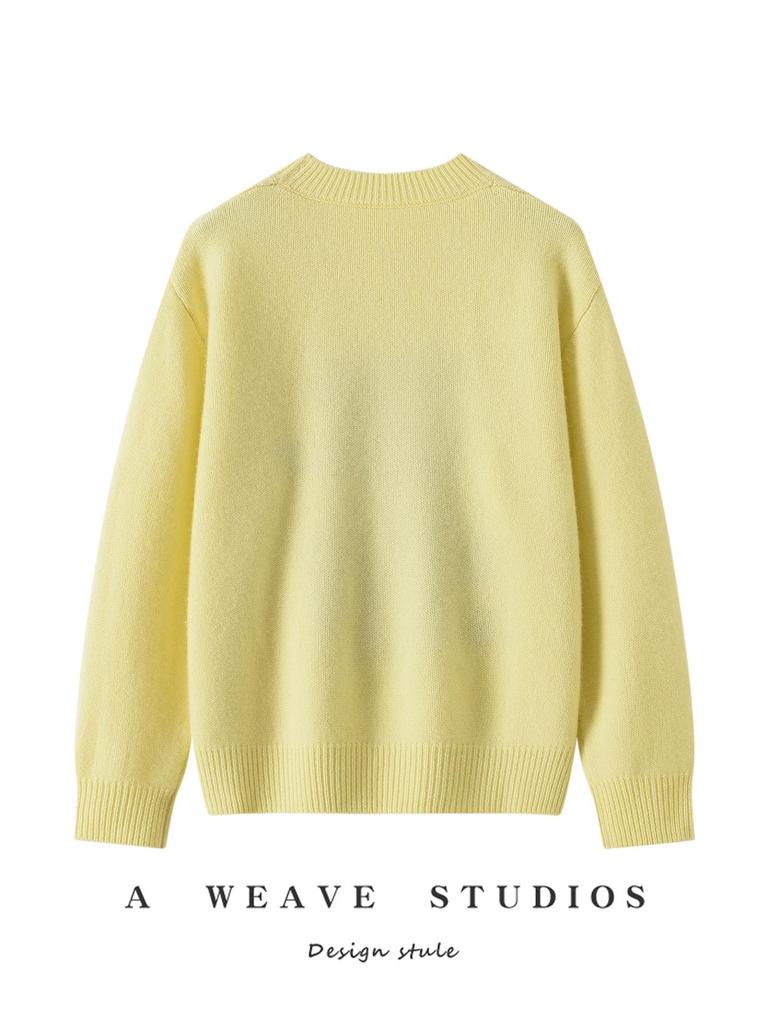 Cashmere Knit Cat Pattern Sweater - Autumn/Winter Loose Fit Round Neck Layer