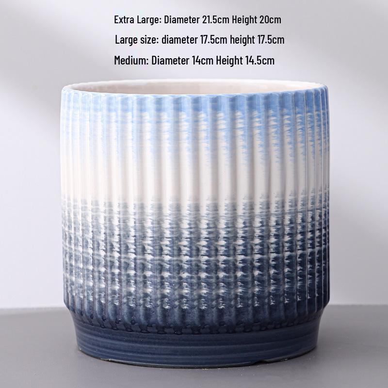 Large White Nordic Ceramic Pot - Tiger-Patterned Luxury Orchid Vase