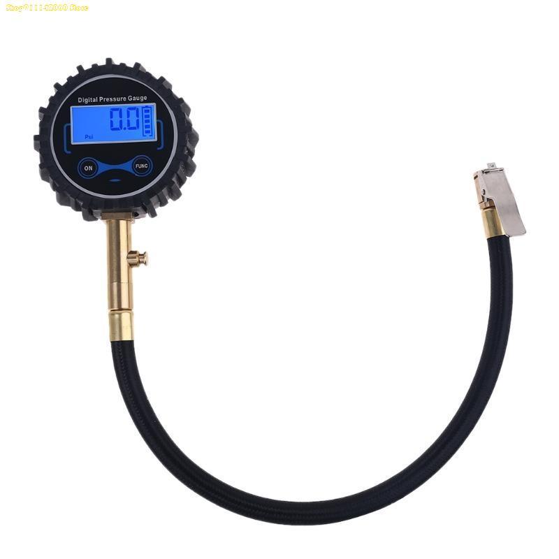 J1HA Digital Tire Air Pressure Gauge with Quick Clip Air Chuck Pressure Monitoring Tools Tester for Car Motorcycle Bicycle RV