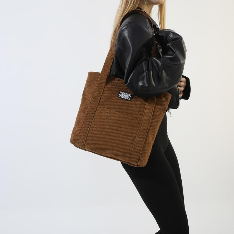 Wholesale Fashionable Oversized Corduroy Plaid Tote Bag For Women Street Style Winter New Trendy Armpit Shoulder Bag