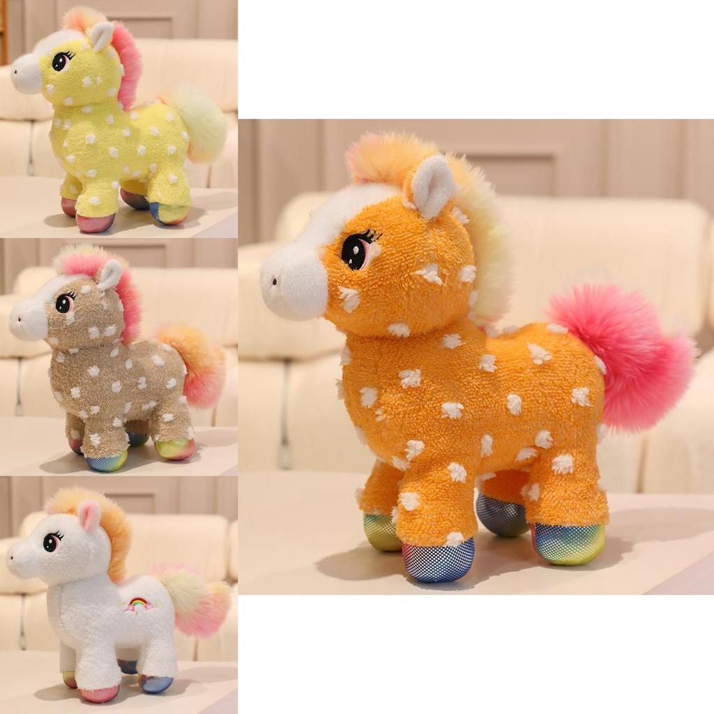 Sunshine Rainbow Pony Plush Toy With Soft Short Fur For Kids Gift And Collectors