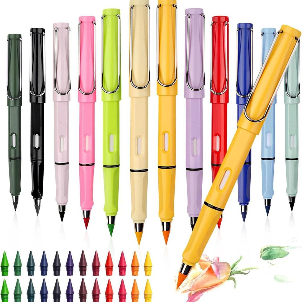 Erasable Colored Pencils Set: 12 Eternal Colors, No Sharpening Needed, Perfect for Kids and Students