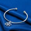Elegant 925 Sterling Silver Delicate Four-Leaf Clover Open Bangle for Women, Fashionable Wedding Party Accessories