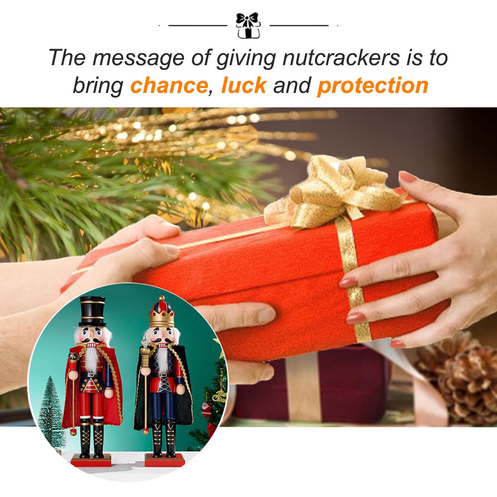 38CM Weihnachtlicher Nussknacker Holz Nussknacker Ornament Umhang Soldat Handarbeit Puppe Spielzeug Zuhause Büro Schreibtisch Weihnachtsdekoration Geschenk