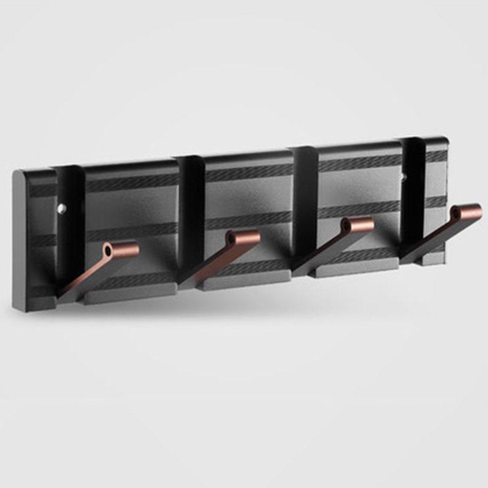 Invisible Folding Wall Hook Black Sliver Gold Aluminum Hallway Bathroom Lavatory Door Clothes Towel Storage  1 2 3 4 5 6 Hooks