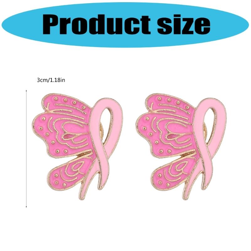 10Pcs Cancer Awareness Ribbon Brooch Pins For Women Butterfly Shape Decorative Lapel Pin For Clothing Embellishments